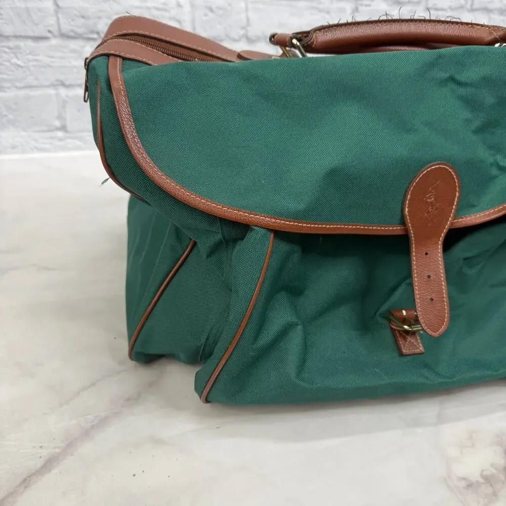 Polo Ralph Lauren Dark Green Canvas Duffle Weekender Bag with Logo